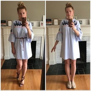 THML Dresses - THML embroidered mini dress with tassel tie THML Dresses - THML embroidered mini dress with tassel tie